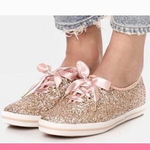 New Rose Gold Glitter Kate Spade Keds size 8.5